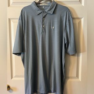 Peach State Pride striped polo like new! Dusty blue color with white stripe.